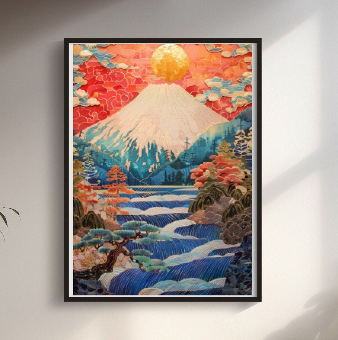 Serene Japanese Landscape Digital Art Print - Nature Inspired Wall ...