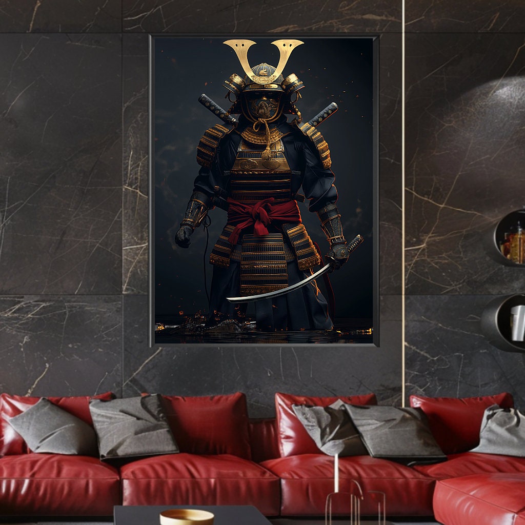 Japanese Samurai Warrior Digital Art Print - Asian Home Decor - Etsy
