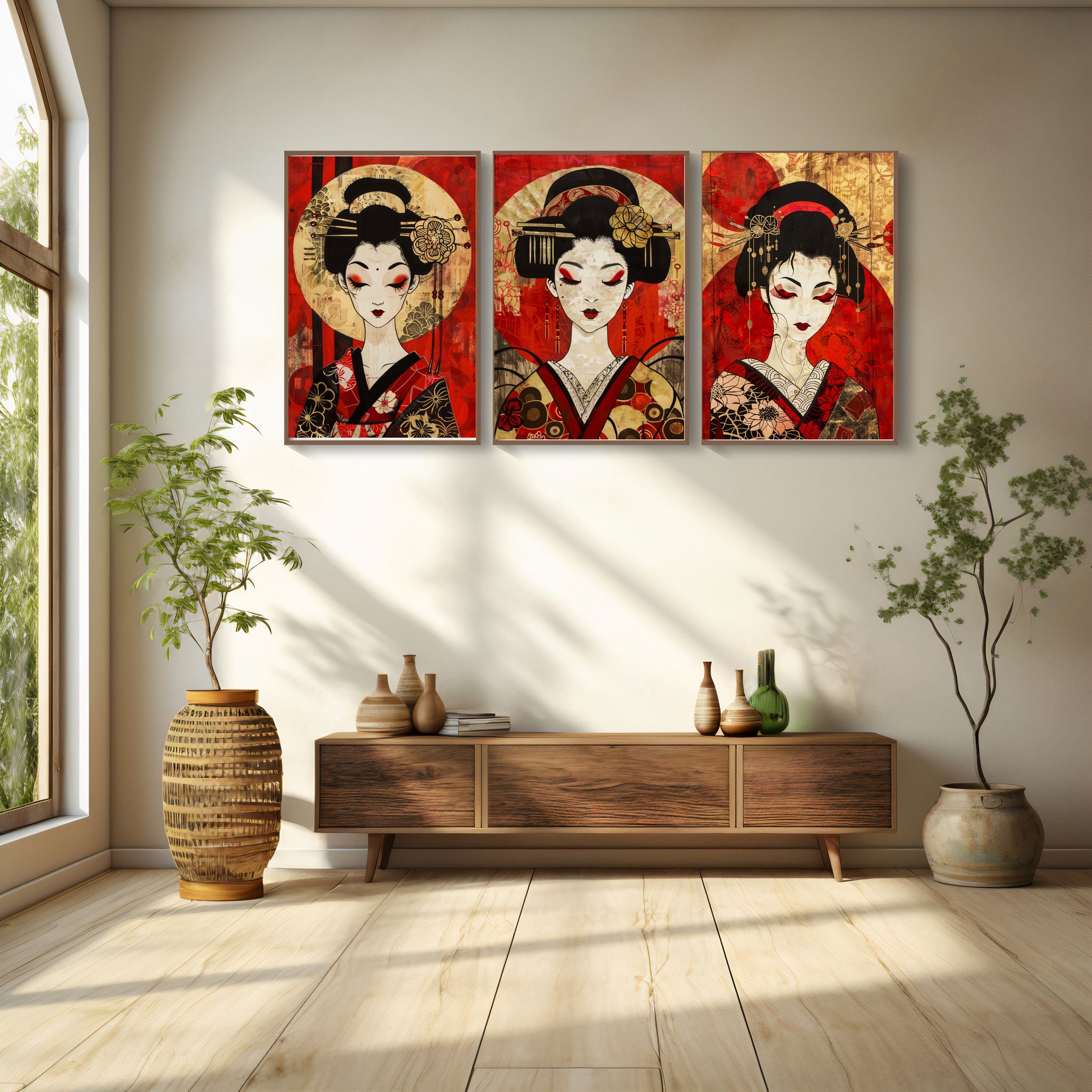 Geisha Art Print Set | Japanese Home Decor (digital Download) - Etsy