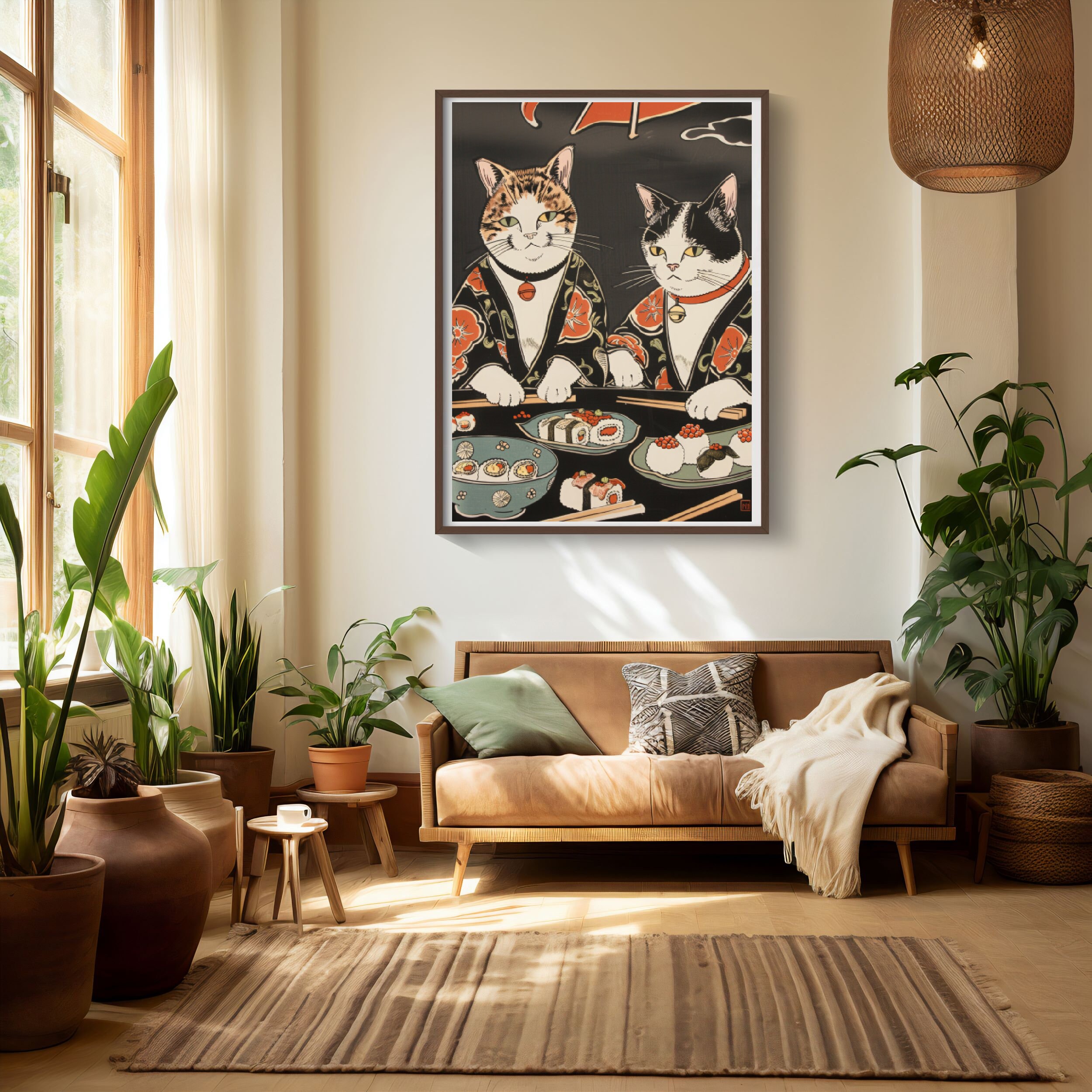 Japanese Cat Painting | Oriental Art Print | Oriental Cat Art Print ...