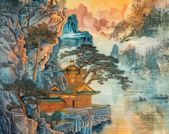 Serene Japanese Temple Wall Art - Instant Download for Tranquil Home Decor - Zen Oriental