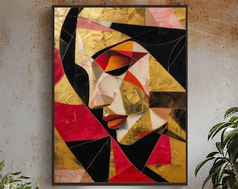 Geometric Woman Art Print – Abstract AI Portrait (Digital Download)
