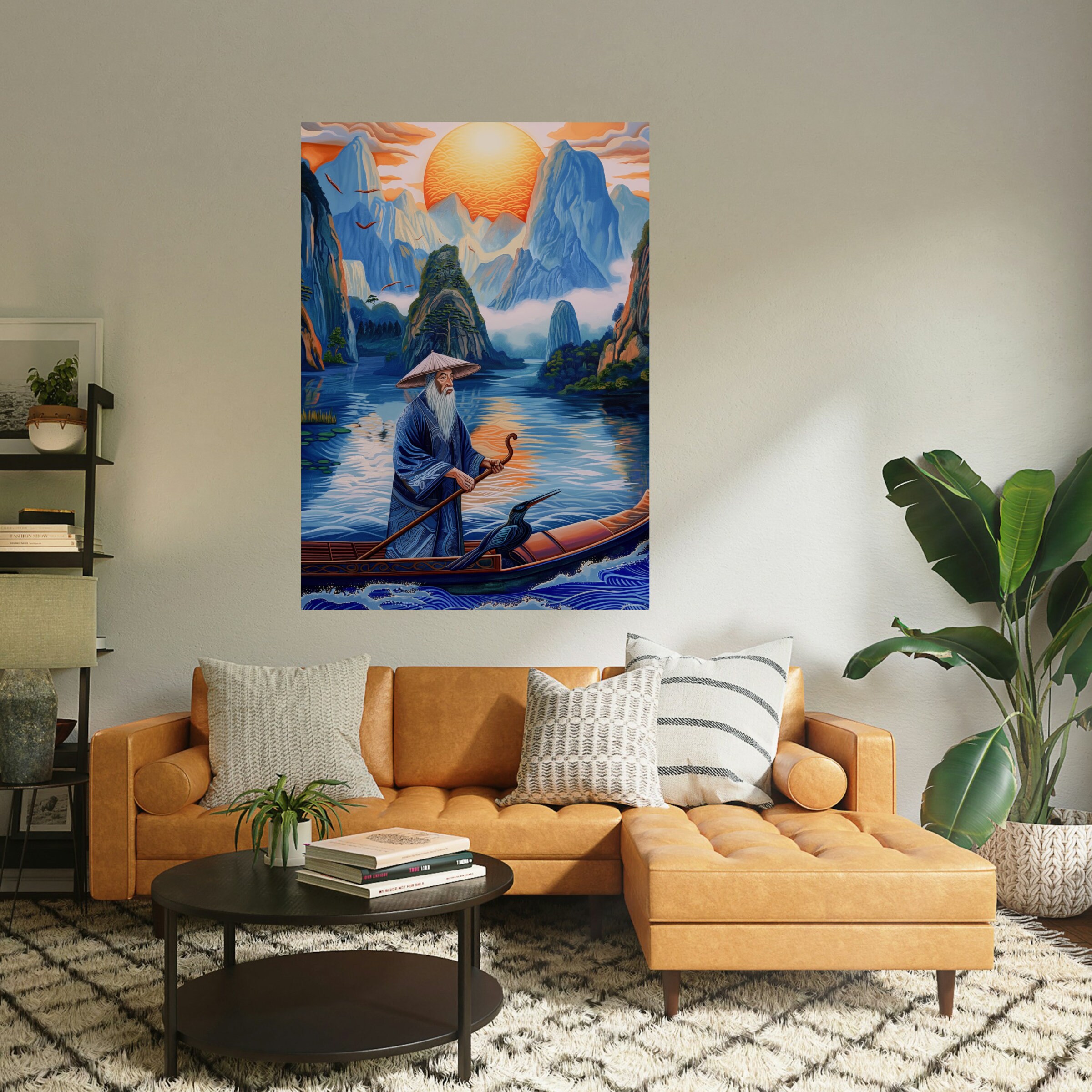 Serene Chinese Fisherman Print | Instant Download | Japanese Zen Wall ...
