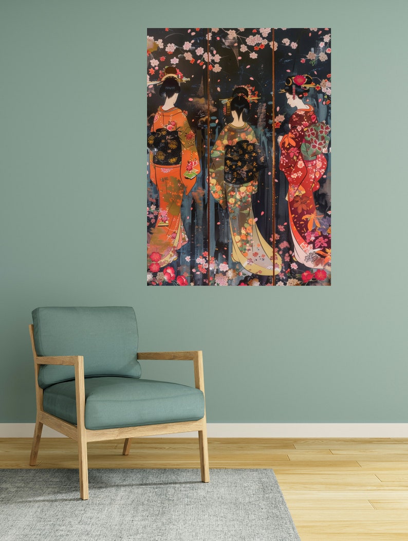 Vintage Geisha Art Print | Japanese Woodblock Wall Decor (digital ...