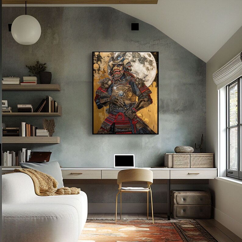 Samurai Warrior Digital Art Print - Japanese Warrior Wall Decor - Etsy