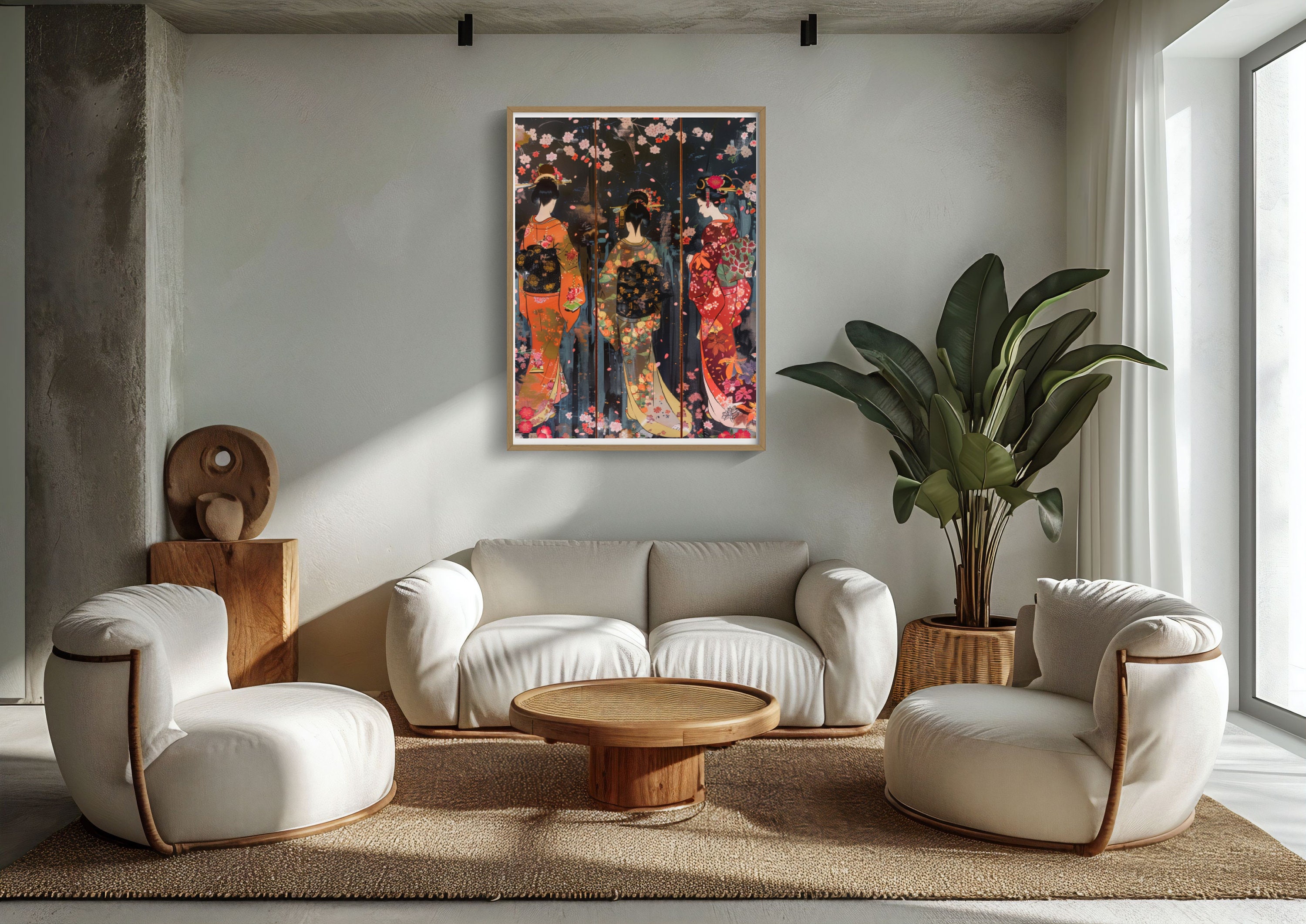 Vintage Geisha Art Print | Japanese Woodblock Wall Decor (digital ...