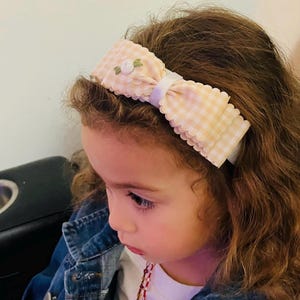 Embroidered Sister Bow Headband Set | Gingham Baby Headbands