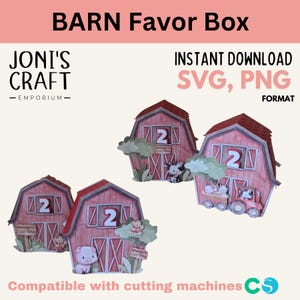 Archivo SVG de caja de regalo de granero compatible con las máquinas de corte más populares • Caja de regalo de granero de granja SVG • Caja de fiesta de animales de granja • Caja de golosinas de granero 3D
