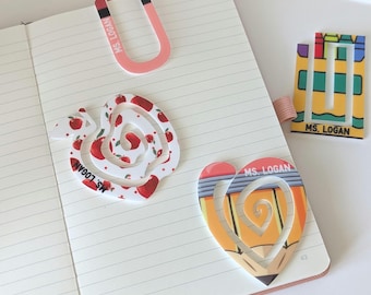 Jumbo Paperclip SVG Bundle for Acrylic Bookmarks, Teacher Gifts & Back to School Crafts | Instant Download PNG + SVG Files