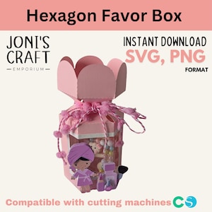Boîte de faveur hexagonale SVG | de Boîte à friandises style bonbon | Lime de découpe pour boîte cadeau DIY | Fichier numérique pour coffret cadeau hexagonal Pamper Spa Day