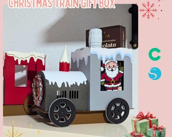 3D Weihnachts Zug SVG | Urlaub Layered Zug Papercraft | Weihnachtsgeschenkbox | Cricut & Silhouette Schnittdatei | DIY Weihnachtshaus Dekor