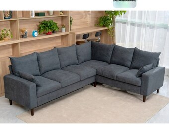 Gray L-Shaped Convertible Corner Sectional Sofa Couch for Living Room