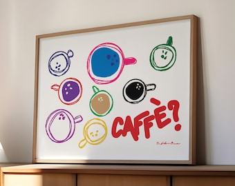 Caffe Print | Horizontal Modern Kitchen Wall Art | Colorful