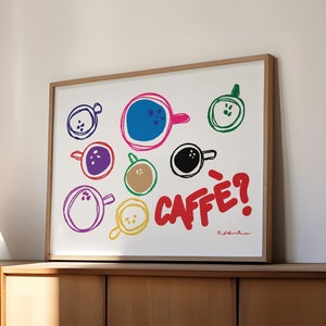 Caffe Horizontal Poster | Coffee Print Horizontal | Coffee Bar Print | Espresso Poster | Kitchen Print | Modern Kitchen Art | Bar Cart Print