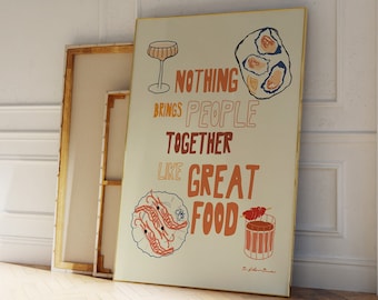 Great Food Print | Retro Wine Print | Modern Kitchen Wall Art | Mid Century Print | Vintage Wine Print | Bar Cart Decor | Seafood Lover Art