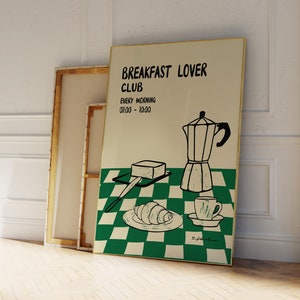 ブレックファストラバークラブプリント | コーヒープリント | ミッドセンチュリーモダンプリント | 美しいウォールアート | モダンなキッチンポスター | トレンディなバーカートプリント
