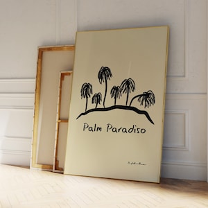 Palm Paradiso Print | Minimalistic Print | Mid Century Wall Art | Palm Tree Poster | Summer Vibe Print | Vintage Poster | Trendy Black Print