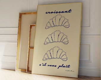 Croissant Print | Breakfast Print | Modern Kitchen Decor | French Wall Art | Bakery Art Print | Brunch Poster | French Breakfast Print