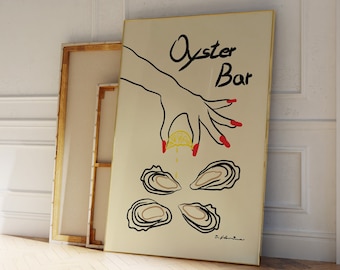 Oyster Bar Print | Seafood Print | Fish Print | Modern Kitchen Art | Aesthetic Print | Food Lover Print | Retro Drink Poster | Bar Cart Art