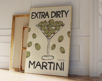 Extra vuile martini-print | Olijvencocktailposter | Decoratie barwagen