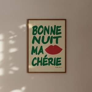 Bonne Nuit Print | Mid Century Wall Art | Trendy Typography Print ...