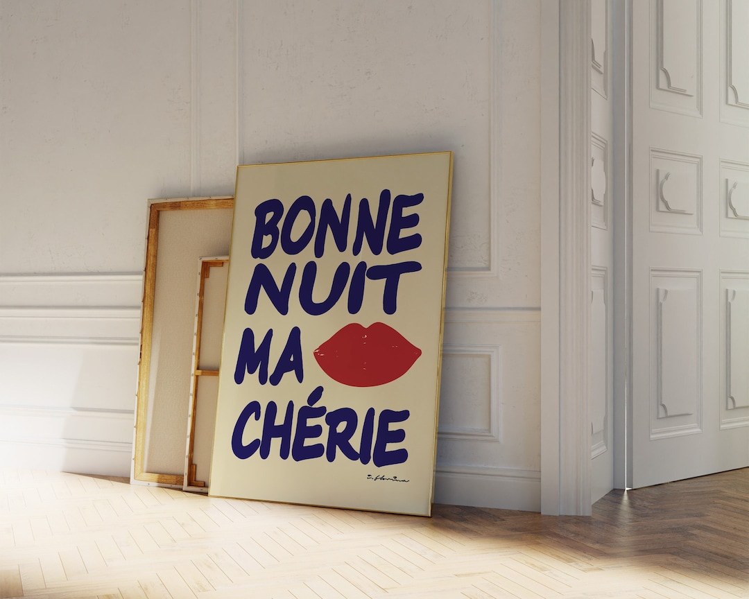 Bonne Nuit Print | Mid Century Wall Art | Trendy Typography Print ...