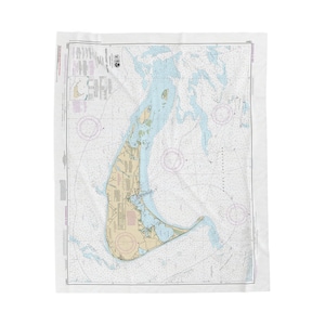 Nantucket Nautical Chart Plush Blanket