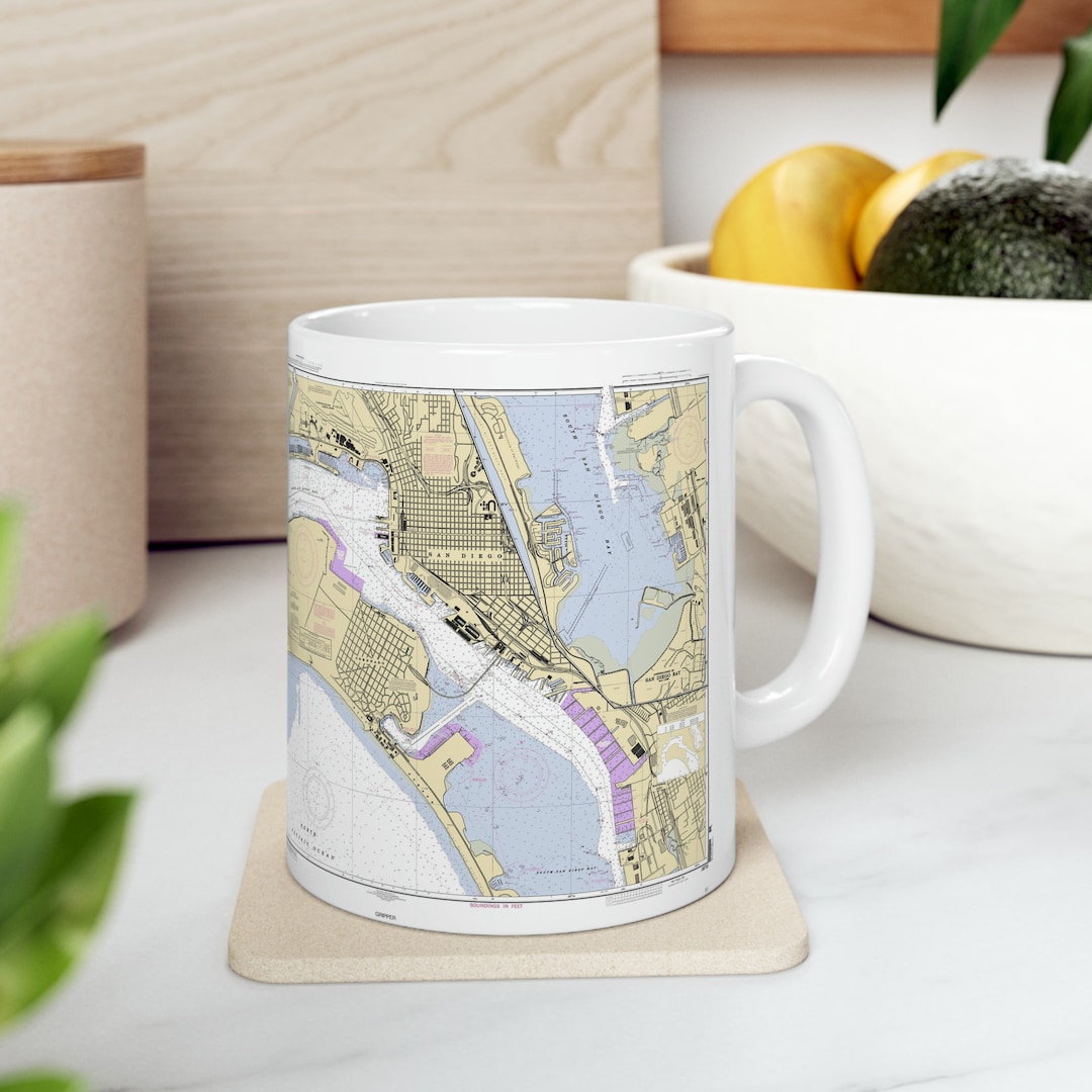 San Diego Chart Ceramic Coffee Mug Custom High Quality Etsy
