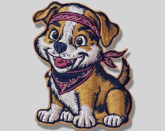 Parche bordado de perro hecho a mano único: perfecto para agregar encanto a su ropa