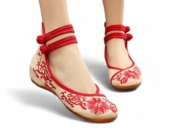 Handmade Embroidered Flats | Floral Ballet Shoes | Embroidered Handmade Slip-Ons | Women's Shoes | Handmade Shoes  | Comfortable Shoes