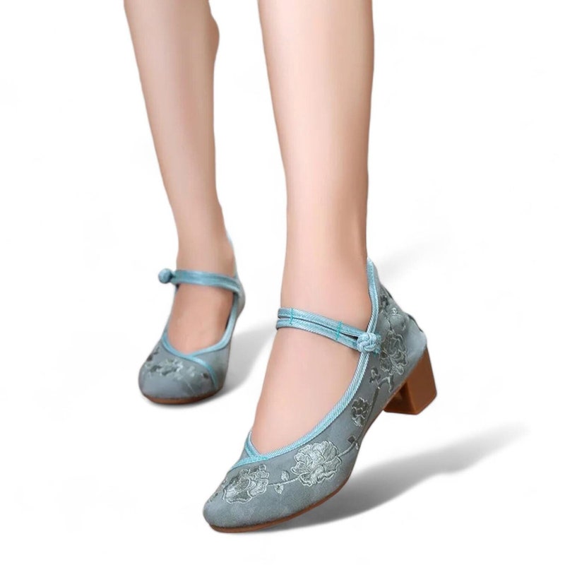 floral block heels