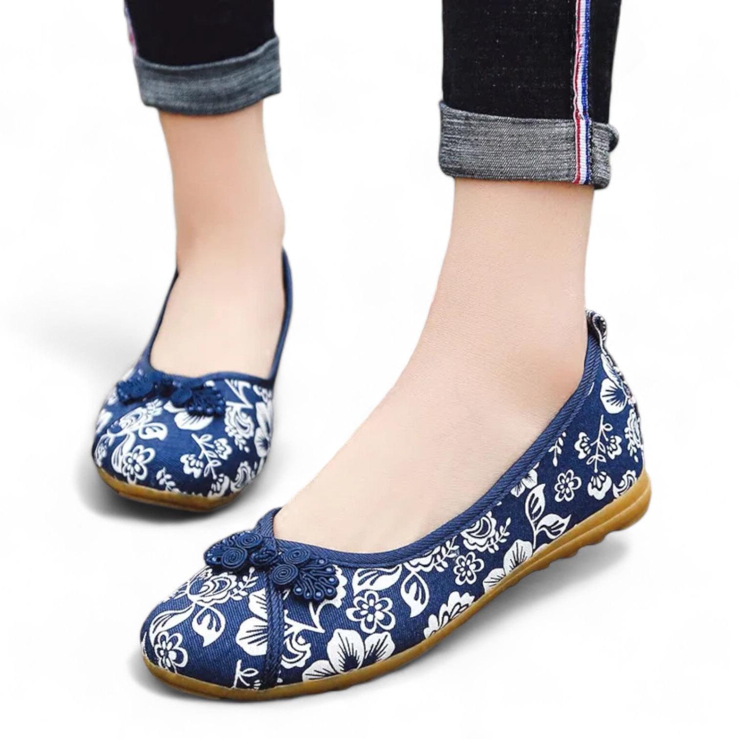 公式【1JINN STUDIO】Floral Canvas Ballet Flats 1JINN STUDIO Floral Print Canvas Ballet Shoes – CHINASQUAD