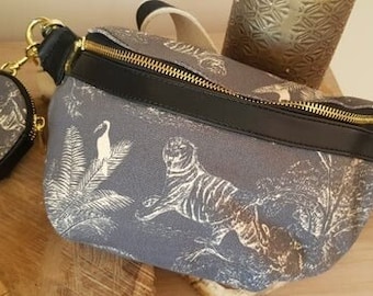 Sac banane imprimé toile de Jouy avec son porte monnaie