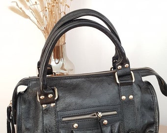 Sac Ciaga tendance cuir brillant noir confection italienne