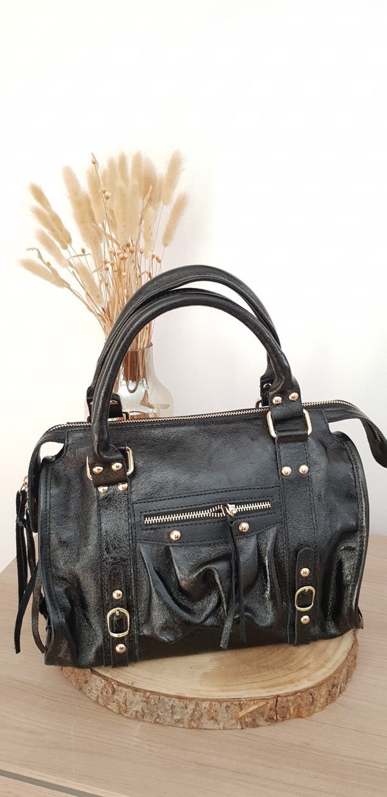 Sac Ciaga tendance cuir brillant noir confection italienne image 1