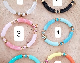 Bracelet tube tendance colorés Nouvelle co. 10 modèles