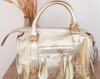 Sac Ciaga tendance cuir brillant doré confection italienne