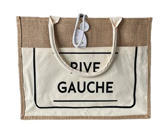 Sac cabas jute inscription Rive Gauche tendance