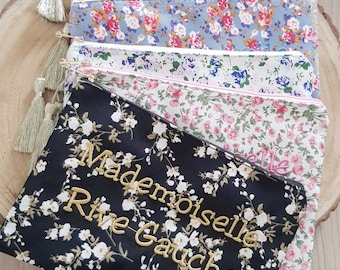 Bolsa de almacenamiento floral con inscripción bordada "Mademoiselle Rive Gauche" - 5 variantes