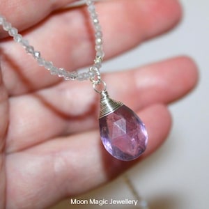 Dainty Amethyst Pendant In Sterling Silver • Genuine Purple Gemstone • February Birthstone • Boho Gift For Her