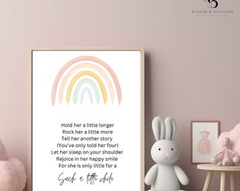 Hold her a little longer Rainbow Printable wall art Boho, Baby Girl Nursery Prints, Boho Nursery Decor, Baby Shower gift