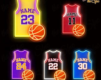 Basketball Neon Sign, Custom Basketball Jersey Neon Sign, Neon Basketball Gifts, Neon Light Basketball Room Decor, Basketball Wall Decor