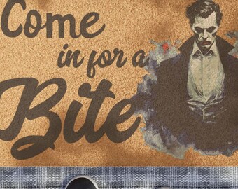 Come in for a Bite Dracula Doormat, Vampire Rug, Incredible Halloween Graphic Welcome Mat, Housewarming Gift, Spooky Entryway Decor
