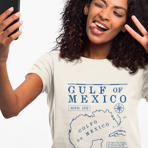 Golf von Mexiko T-Shirt | 1672 Jesuit Namensgebung und Herkunft | Retro Nautisches T-Shirt für Geschichts- und Reiseliebhaber