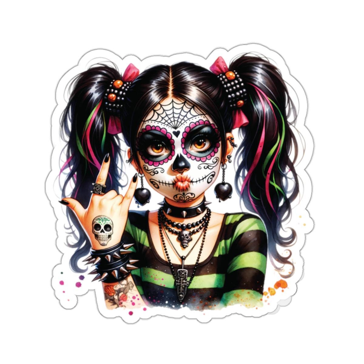 Girl kissing skull tattoo - Etsy België, image size:1200x1200