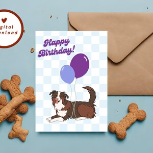 Printable Australian Shepard Birthday Card, Aussie Dog, Pet Birthday Card, Dog Birthday Card, 5x7 Greeting Card, INSTANT DOWNLOAD