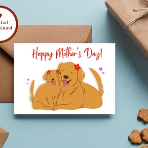 Printable Golden Retriever Mother&#39;s Day Card, Dog Mom Card, Golden Retriever Lover, 7x5 Greeting Card, INSTANT DOWNLOAD