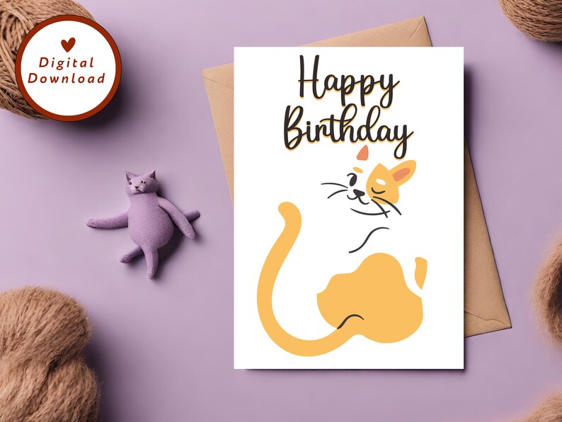 Printable Cat Birthday Card Pet - Il 794xN.5993880951 Mxvx 
