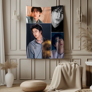 Custom Jin Photo BTS Plush Blanket,  Jin Custom Army Kpop Gift, Jin Custom Concert Gift,