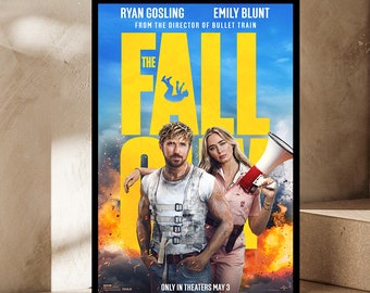 Affiche du film The Fall Guy - toile de haute qualité - plusieurs tailles - art mural affiche de film classique Emily Blunt - cadeau populaire